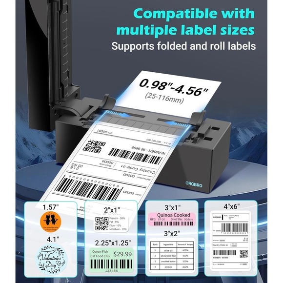 Bluetooth Thermal Label Printer, Orgbro Z1-Plus 4x6 Shipping Label Printer-NEW - Picture 7 of 10